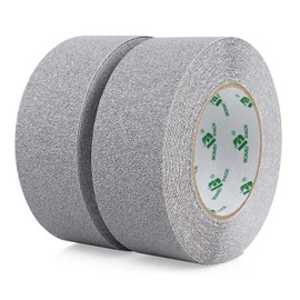 BOMEI PACK Non-Slip Strips, 2 Rolls of 50 mm x 10 m, Grey Silver Non-Slip Tape Grip Tape for Non-Slip Stairs Indoor and Outdoor Use