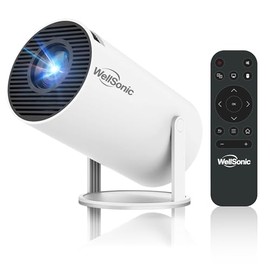 WellSonic Mini Projector 1080 Support, Portable Movie Projector with WiFi6 and Bluetooth5, Automatic Keystone Correction, Android 13, Home Smart Projector for Phone, PC, HDMI USB, Laptop