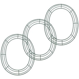 HOLIDYOYO Easter Egg Shaped Wire Wreath Form 3pcs Oval Shaped Wreath Frame Wreath Making Rings Wreath Hoop Support 30x25cm Flower Arrangement Holder for Easter Decoration, 30.00X25.00X2.00CM, Green