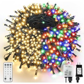 105FT 300 LED Christmas String Lights Outdoor Indoor Christmas Tree Lights UL Certified 8 Modes with End-to End Plug (Multi Color) - Color: Warm White To Multicolor, Size: 300LED