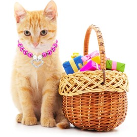 Green Dog Necklace Collar, Fancy Cat Wedding Collar Jewelry with Crystal Rhinestone Heart Pendants Girl's Bling Pet Collar Birthday Gift for Puppy Kitten Small Medium Large Dogs, L