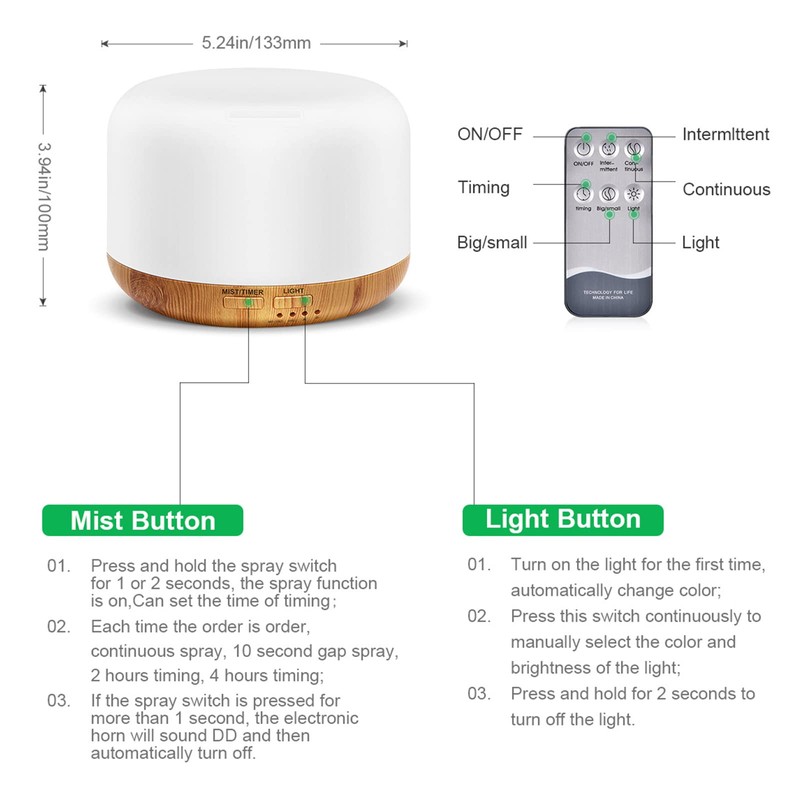 300ML Essential Oil Diffuser, Remote Control Ultrasonic Aromatherapy Oil Diffusers