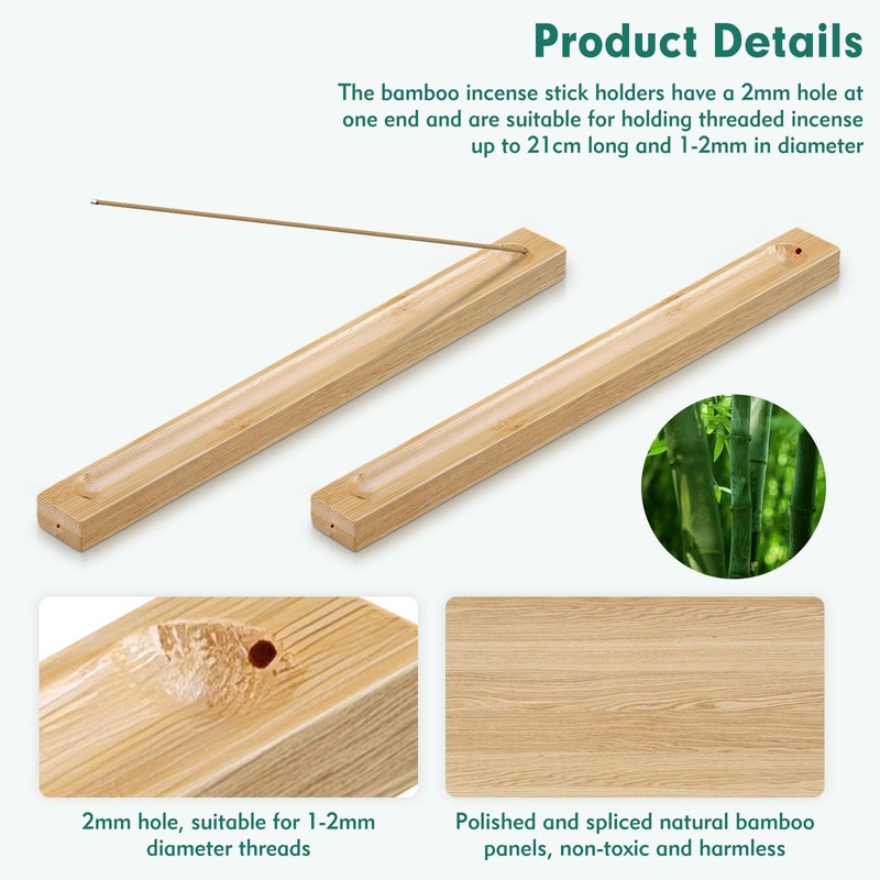 2PCS Incense Holder, Natural Original Bamboo Incense Stick Holders, Incense