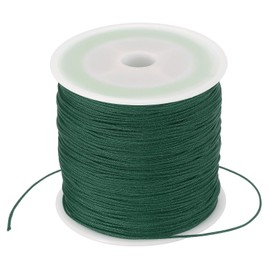 PATIKIL 0.8mm x 109 Yard Nylon Satin Cord, Nylon Beading String Knotting Cord Chain Braided Rope for Bracelets Jewelry Trim Chinese Knot Dark Green