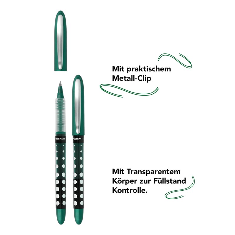 Westcott PULSAR Rollerball Pen Green Pack of 10 | Value