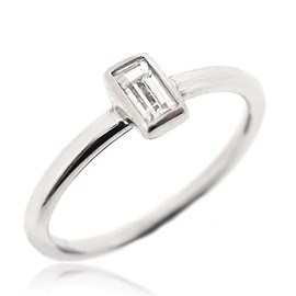 Sovats Square Ring For Women Set With White Cubic Zirconia 925 Sterling Silver Rhodium Plated - Geometric Jewelry, Simple, Stylish &Trendy Nickel Free Ring, Size 60