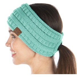 Funky Junque Exclusives - Diadema de punto con forro para cola de caballo para mujer, Mint, Talla única