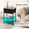 LAKEMID Nightstands Set of 2 with Charging Station and Drawer,