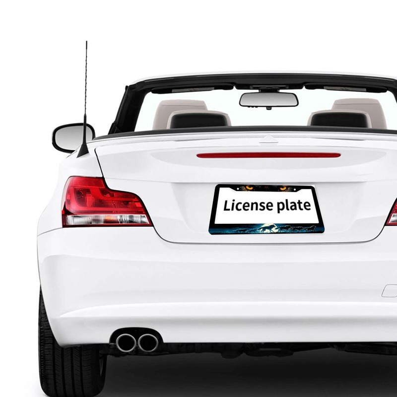 Wolf License Plate Frame Wolf Pack Moon Ferocious Animal License