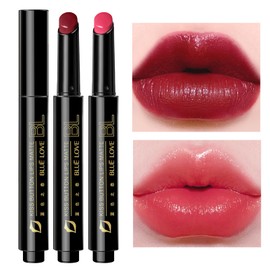 BLUE LOVE 2PC Moisturizing Press Lipstick - Long Lasting Plumping Lip Tint Gloss,High Shine Melting Jelly Lip Balm for Women (Moisturizing 05#+06#)