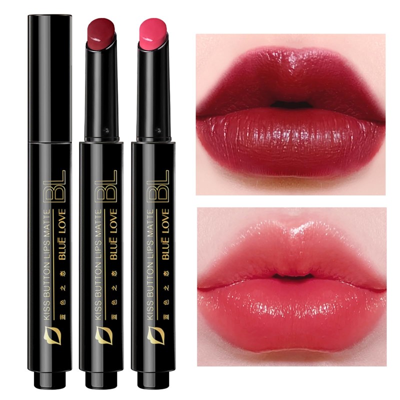 BLUE LOVE 2PC Moisturizing Press Lipstick - Long Lasting Plumping