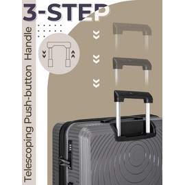 CONCEPTEN Luggage Sets,Suitcases with Wheels, Hardshell Suitcase Set, PP Carry on Luggage Set with TSA Lock, Travel Luggage (Grey, Bag Type)