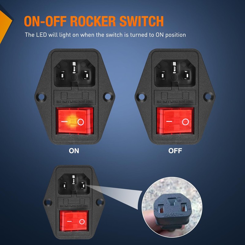 Nilight 2Pcs Switch Power Socket 10A 250V AC Power Socket