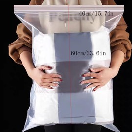 ATB-Foger 20Pcs Travel Clothes Storage Bags Clear Zip Lock Bags Resealable Large Plastic Luggage Pouch For Clothes, Storage, Towels and Organising 40 x 60cm