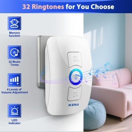 Fuers Wireless Doorbell Plug in Door Bell Chime Works at 1000ft 300M, Door Bells Wireless Cordless Doorbell with 32 Chimes 4 Adjustable Volume, IP55, Easy to Install for Home and Store Safety