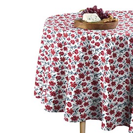 Fabric Textile Products Round Tablecloth, 100% Milliken Polyester, Machine Washable, 60" Round, Painted Flowers