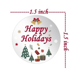 Happy Holiday Stickers,1.5 Inch Envelope Seal Decals Christmas Envelope Sticker Round Xmas Label Greeting Card Decor Holiday Stickers for Christmas Holiday,500 Pcs
