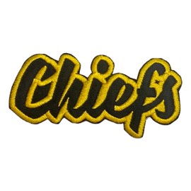 (2"x4") Chiefs, Team Spirit, Embroidered, Iron on Patch (Black Twill/Gold)