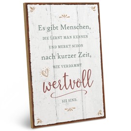 ARTFAVES® Wooden Sign with Saying "Es gibt Menschen, die lernt man kennen" Shabby Chic Sign Retro Vintage Decoration Gift Friendship, Family Size: 19 x 28 cm