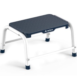 One Step Stool for Adults, Heavy Duty Stepping Stool with Non-Slip Rubber Feet Metal Stool for Bedroom Kitchen Bed Steps for High Beds, 330 Lbs Capacity