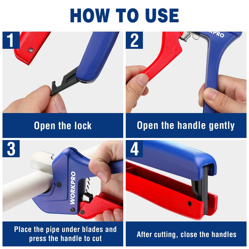 WORKPRO Ratchet PVC Pipe Cutter Tool, Up to 2-1/2", Pex