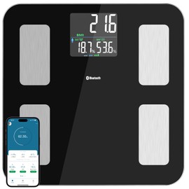 Smarty Scale, Smart Scale with BMI, Body Fat, Muscle Mass, Bathroom Scale, Scale for Body Weight,180kg/440lb Weight Scale, 3pcs AAA Batteries Included