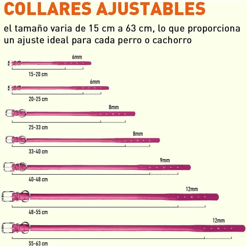 Collar de piel enrollada para perro – L1000, suave y