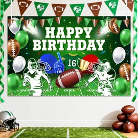 AIBIIN Football Happy Birthday Backdrop Banner Football Party Decorations Bowl Game Sport Themed Birthday Party Decorations Supplies 70.8 x 43.3 Inch
