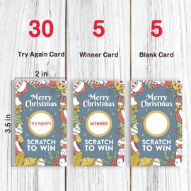 DYIRBIIY Christmas Scratch Off Game Cards, Christmas Party Game Cards, Festive Holiday Raffle Ticket for Prizes Adults Kids Groups, Christmas Countdown Activities - 40 Pack(GGK-006)