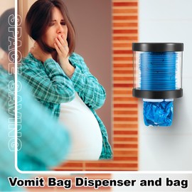 AceOrbit Vomit Bag Dispenser with 24 Emesis Bags, Easy to Refill, Wall Mounted, for Vomit, Emesis, Car Sickness, Travel, Kids, Pregnant Women, Black