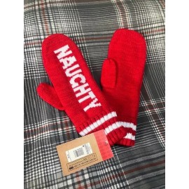 Unbranded 2 Sets Red  Winter Mittens Gloves- Naughty / Nice -One size fits all- Gift away