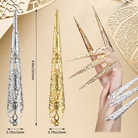 20 Paquetes de Anillos de Garra para Uñas de Halloween Garra de Uña de Reina Antigua Garra de Nudillo de Dedo de Metal para Halloween Mujeres Cosplay 