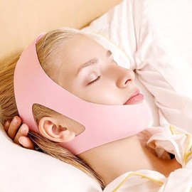 Anti Snore Chin Strap Belt Universal Breathable Keep Mouth Closed Strap for Sleeping, Cotton Material Suitable for Travel (Pink)