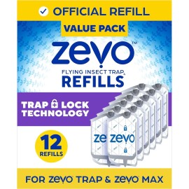 Zevo Flying Insect Trap Refill Cartridges -Easy to Use (12 Refill Cartridges)