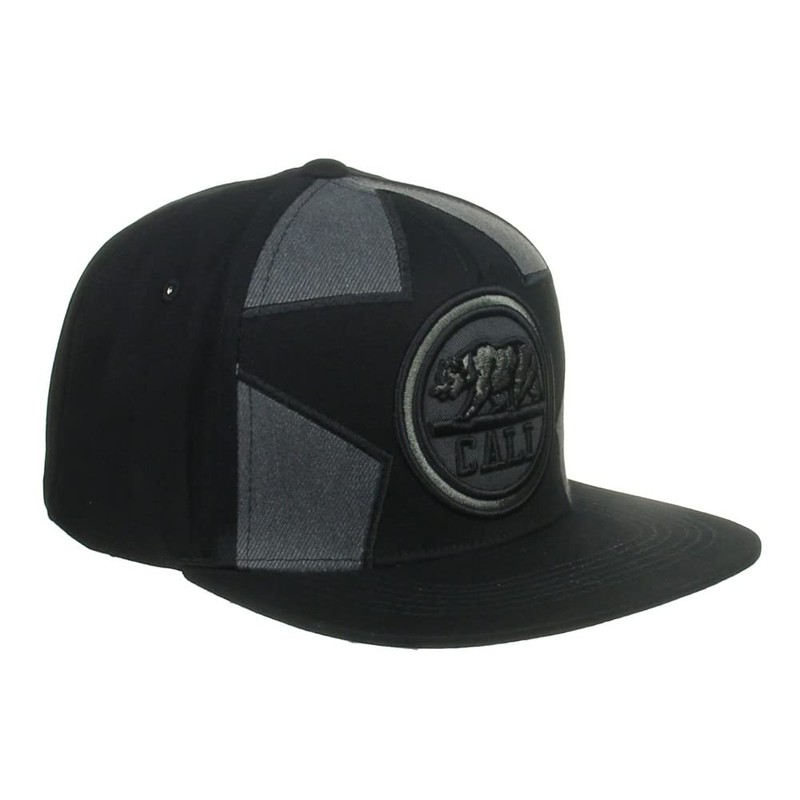 Top Level Cali Bear Embroidery Snapback Flat Bill Hat 220323A-Black