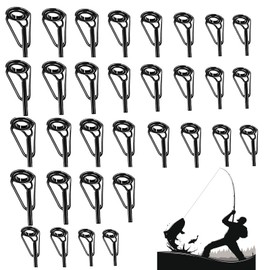 Bajiuxhfei Pack of 32 Tip Ring Rod Ring, Fishing Rod Repair Tip Ring, 8 Sizes, Fishing Rod Repair Accessories, Fishing Rod Guide, Fishing Rod Tip Repair, Applicable for All Waters