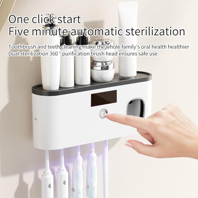 Toothbrush Holders for Bathrooms, Toothbrush Holder Wall Mounted with Toothpaste