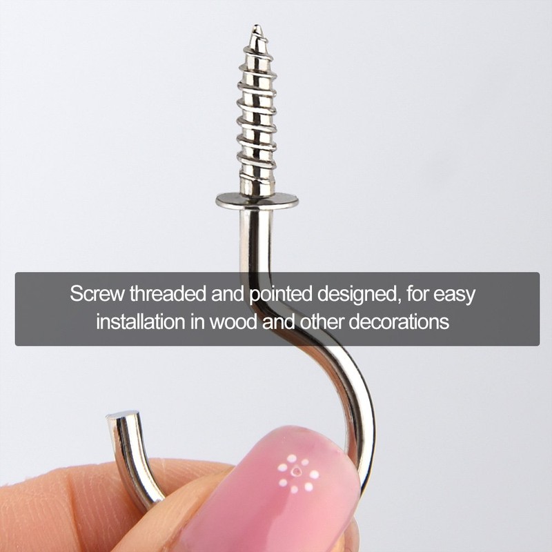 KUUQA 75 Pcs Multi-Size Nickel Plated Metal Ceiling Hooks Screw