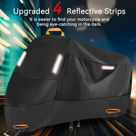 Funda para Moto Impermeable, 210D Tela Oxford Cubierta de Motocicleta Resistente al Viento Cubierta Protector para Moto Exterior Interior con 4 Tiras 