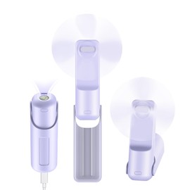 xigmer Portable Mini Handheld Fan,3 IN 1 Personal Travel Foldable Rechargeable Hand Fan,Pocket Fan,Flashlight,Table Fan,Birthday Gifts for Eyelash Girls Women Mom(Purple)
