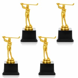 4 Pack Golf Trophy 6.7 x 3 Inch Gold Golfer Award Trophy Bulk Plastic Golfing Cup for Adults Reward Party Prop Golf Tournaments Competitions