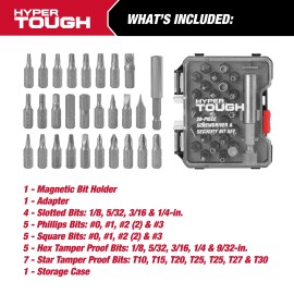 Hyper Tough 28-Piece Security and Screwdriver Bit Set in Reusable Case,durable