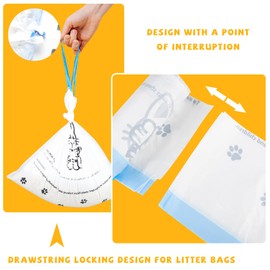 MESILIVO 80 Counts Cat Litter box Bags for Automatic Cat Litter Box Self Cleaning, 24 x 29 Inches Extra Thick Cat Liner Bags Compatible with Litter Box Robot 4 and 3(White-Blue)