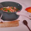 Bakoniion Ceramic Nonstick 4 QT Saucepan with Lid, Cast Aluminum