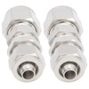 2Pcs Ferrule Compression Fitting Bulkhead Connector 2‑Touch Straight 304 Stainless