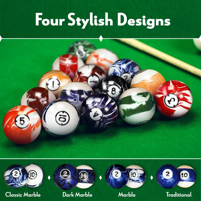 Iszy Billiards Pool Balls - 16 Piece Cue Ball Set