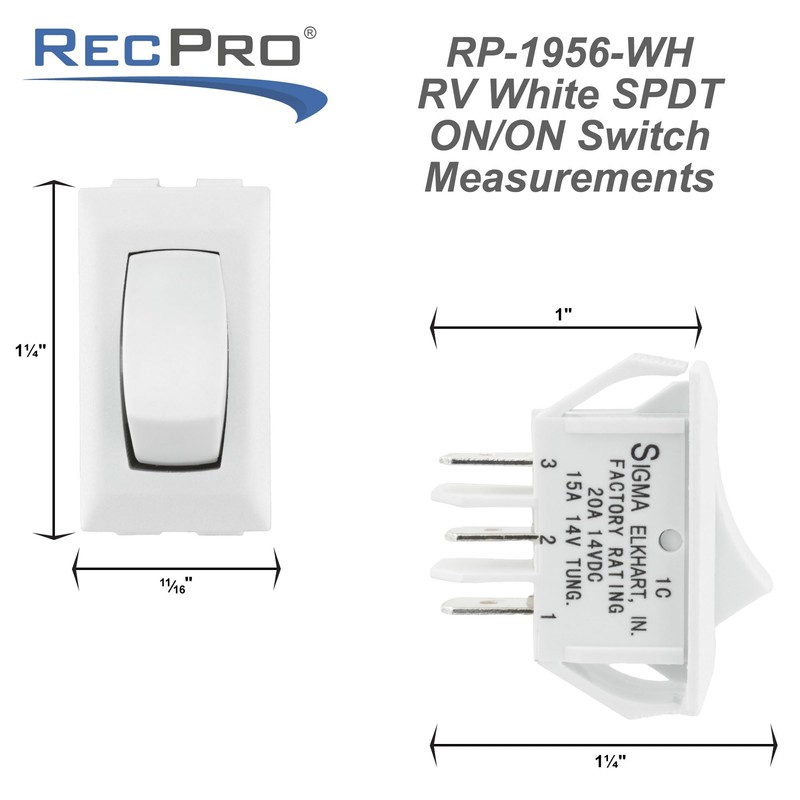 RecPro RV Single Pole Double Throw Rocker Switch | 20A