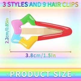 9PCS Rainbow Hair Clips for Kids Colorful Star Flower Hair Clip Hairpin Rainbow Star Flower Bangs Barrettes Hair Clips for Girls No Slip Snap Hair Accessories for Gay Pride Day