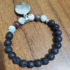 Pulsera clásico de constelación de piedra de lava negra elástica