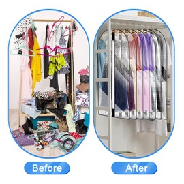 6Pack See Through Breathable Clothes Covers with Zip, 60CMX140CM Waterproof Dustproof Garment Covers Bags Moth Proof Dress Bag Covers Damp-proof Mens Suit Storage Bag for Wardrobe Storage and Travel
